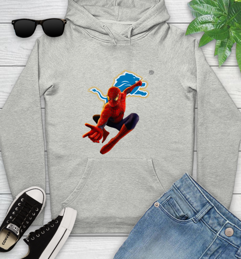 NFL Spider Man Avengers Endgame Football Detroit Lions Youth Hoodie