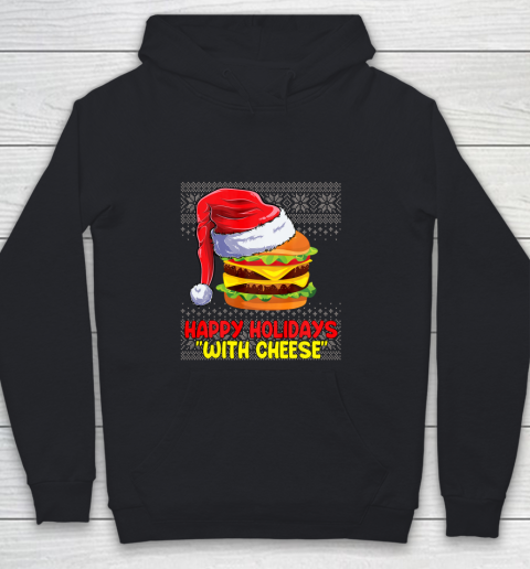 Happy Holidays With Cheese Funny Christmas Cheeseburger Ugly Youth Hoodie