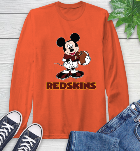 NFL Football Washington Redskins Cheerful Mickey Mouse Shirt Long Sleeve T-Shirt 5