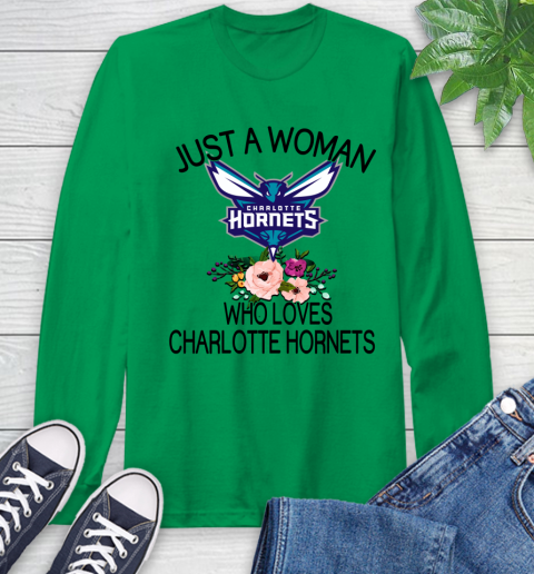 NBA Just A Woman Who Loves Charlotte Hornets Basketball Sports Long Sleeve T-Shirt 5