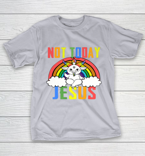 Unicorn Rainbow Not Today Jesus Premium T-Shirt 18