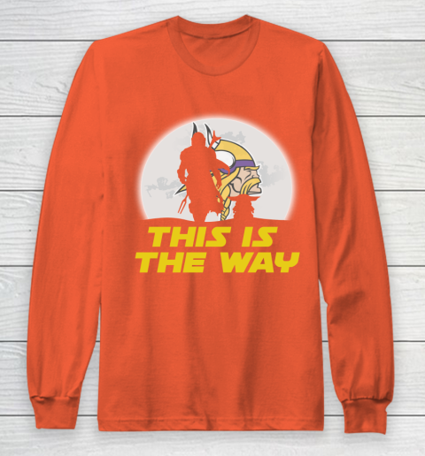 Minnesota Vikings NFL Football Star Wars Yoda And Mandalorian This Is The Way Long Sleeve T-Shirt 3