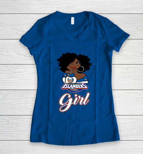 New York Islanders Girl NHL Women's V-Neck T-Shirt 9