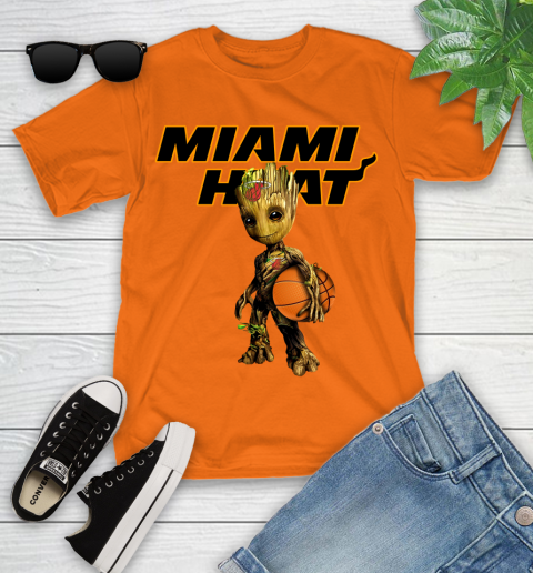 Miami Heat NBA Basketball Groot Marvel Guardians Of The Galaxy Youth T-Shirt 7