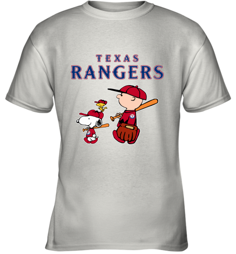 Texas Rangers Let's Play Baseball Together Snoopy MLB Youth T-Shirt