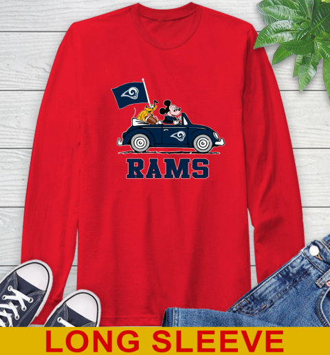 NFL Football Los Angeles Rams Pluto Mickey Driving Disney Shirt Long Sleeve T-Shirt 10
