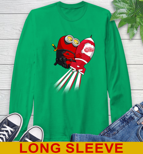 NHL Hockey Detroit Red Wings Deadpool Minion Marvel Shirt Long Sleeve T-Shirt 8