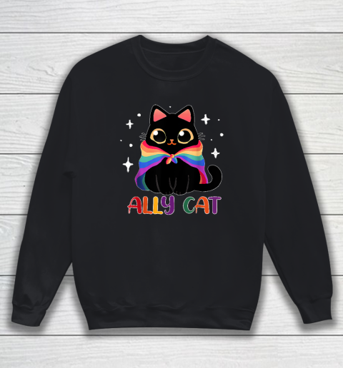 Ally Cat LGBT Gay Rainbow Pride Flag Funny Cat Lover Sweatshirt