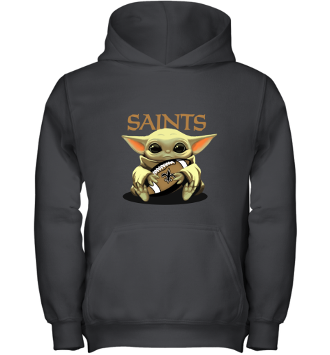 Baby Yoda Loves The New Orleans Saints Star Wars NFL Youth Hoodie