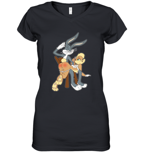 n2fs bugs bunny spanking lola bunny furry shirts women v neck t shirt 39 front black