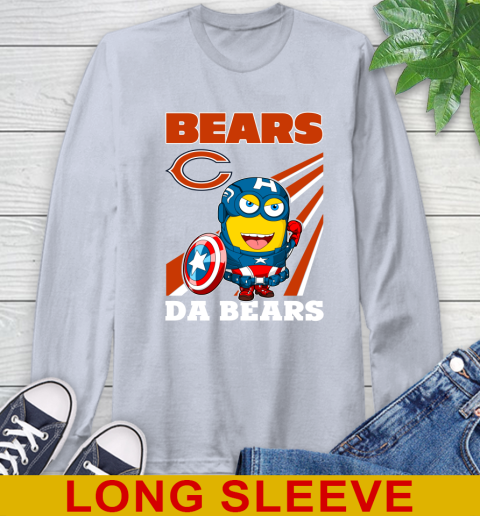 NFL Football Chicago Bears Captain America Marvel Avengers Minion Shirt Long Sleeve T-Shirt 6