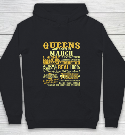 Queens Are Born In March Birthday Youth Hoodie