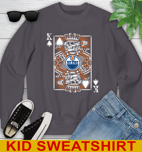 Edmonton Oilers NHL Hockey The King Of Spades Death Cards Shirt Youth Sweatshirt 5