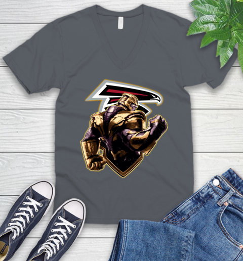 NFL Thanos Avengers Endgame Football Sports Atlanta Falcons V-Neck T-Shirt 5