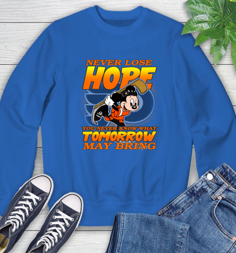 Philadelphia Flyers NHL Hockey ootball Mickey Disney Never Lose Hope Sweatshirt 9