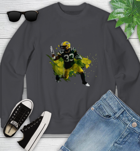 Aaron Jones Running Green Bay Packers Youth Sweatshirt 5