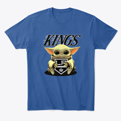 5oe5 baby yoda hugs the los angeles kings classic t shirt 2 front royal