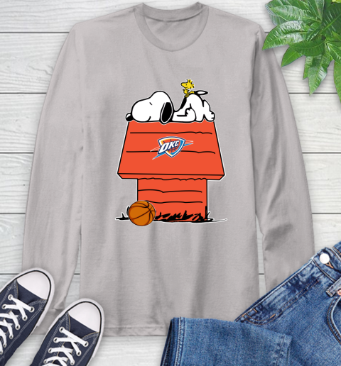 Oklahoma City Thunder NBA Basketball Snoopy Woodstock The Peanuts Movie Long Sleeve T-Shirt 12