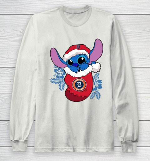 Detroit Tigers Christmas Stitch In The Sock Funny Disney MLB Long Sleeve T-Shirt 12