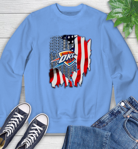 Oklahoma City Thunder NBA Basketball American Flag Sweatshirt 11