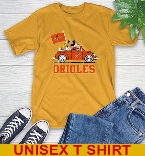 MLB Baseball Baltimore Orioles Pluto Mickey Driving Disney Shirt T-Shirt 3
