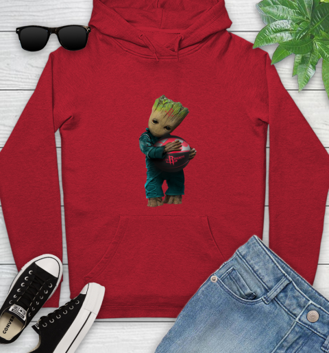 NBA Groot Guardians Of The Galaxy Basketball Sports Houston Rockets Youth Hoodie 11