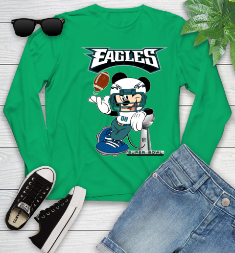 NFL Philadelphia Eagles Mickey Mouse Disney Super Bowl Football T Shirt Youth Long Sleeve 6