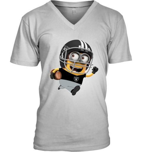 NFL Oakland Raiders Minions Disney Football Sports 8GXnQ9jr1IY v neck unisex 8 95 151514 front white