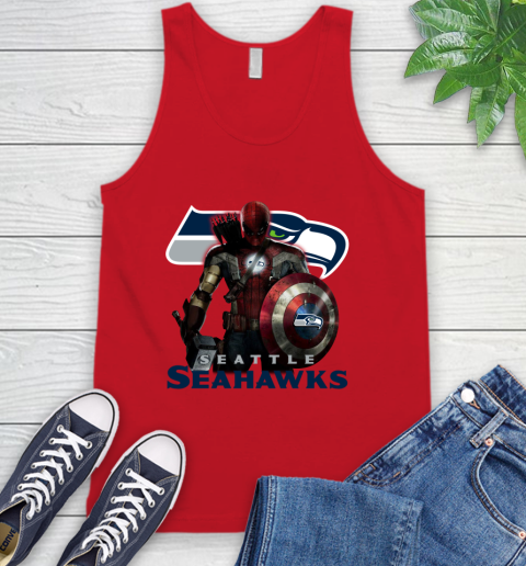 NFL Captain America Thor Spider Man Hawkeye Avengers Endgame Football Seattle Seahawks Tank Top 6