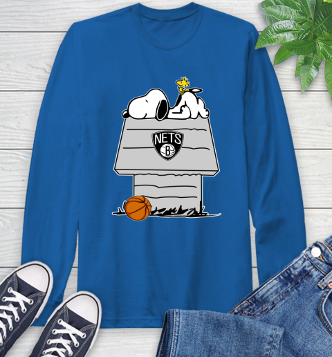 Brooklyn Nets NBA Basketball Snoopy Woodstock The Peanuts Movie Long Sleeve T-Shirt 9