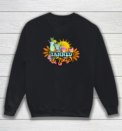 Cute Summer Tanned And Tipsy Funny Salty Beaches Girls Trip Sweatshirt