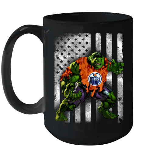 Edmonton Oilers Hulk Marvel Avengers NHL Hockey American Flag Ceramic Mug 15oz