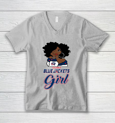 Columbus Blue Jackets Girl NHL V-Neck T-Shirt 4