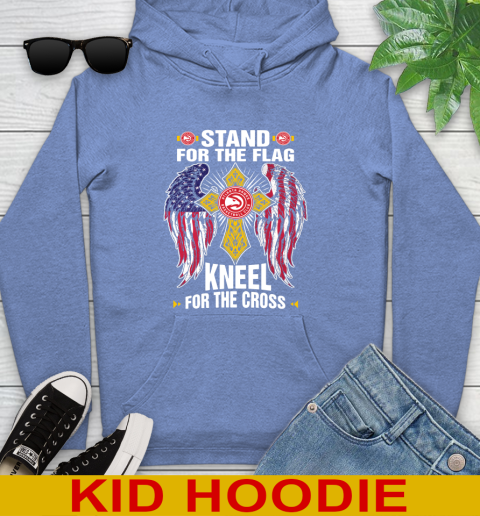 NBA Basketball Atlanta Hawks Stand For Flag Kneel For The Cross Shirt Youth Hoodie 12