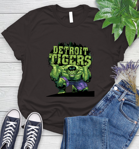 Detroit Tigers MLB Baseball Incredible Hulk Marvel Avengers Sports Women's T-Shirt 8