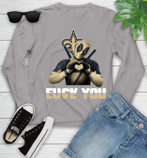 NHL New Orleans Saints Deadpool Love You Fuck You Football Sports Youth Long Sleeve 5