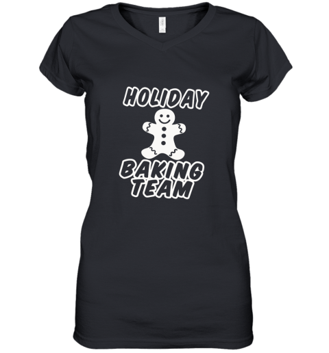 Holiday Baking Team Gingerbread Cookie Slouchy Off Shoulder Oversized Women's V-Neck T-Shirt