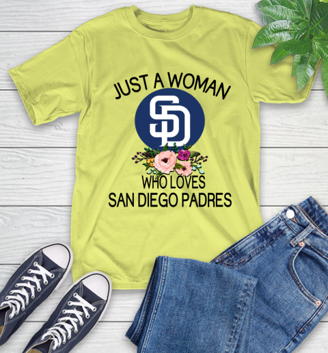 MLB Just A Woman Who Loves San Diego Padres Baseball Sports T-Shirt 8