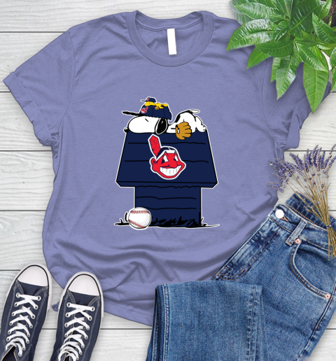 MLB Cleveland Indians Snoopy Woodstock The Peanuts Movie Baseball T Shirt Women's T-Shirt 11
