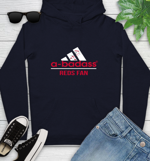 MLB A Badass Cincinnati Reds Fan Adidas Baseball Sports Youth Hoodie 3