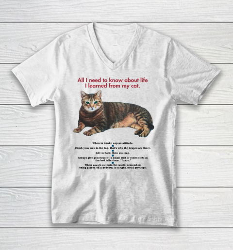 All I need to know about life I learned from my cat tshirt V-Neck T-Shirt