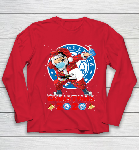 Philadelphia 76ers Funny Santa Claus Dabbing Christmas 2020 NBA Youth Long Sleeve 8