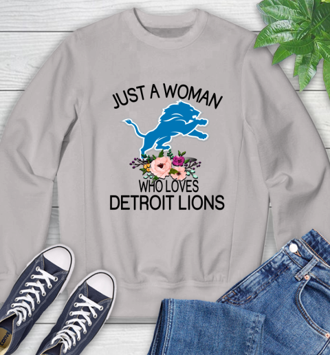NFL Just A Woman Who Loves Detroit Lions Football Sports Sweatshirt 9