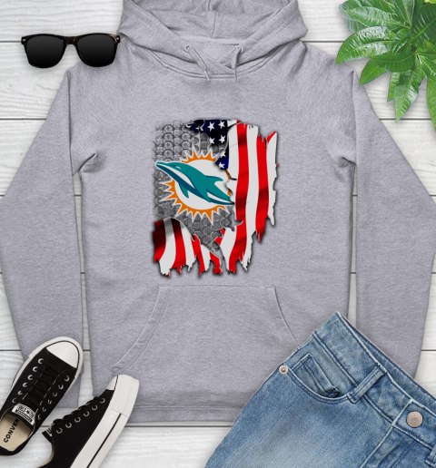 Miami Dolphins NFL Football American Flag Youth Hoodie - Image 7