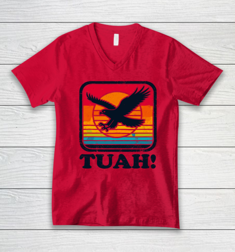 Funny Hawk Tuah Tush Camping Hiking Sarcastic V-Neck T-Shirt 3