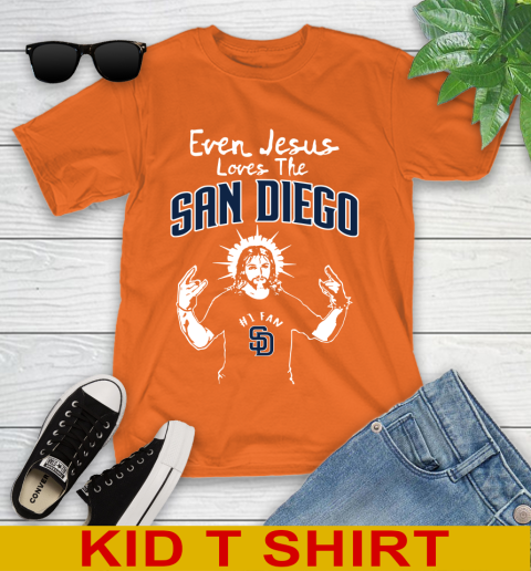 San Diego Padres MLB Baseball Even Jesus Loves The Padres Shirt Youth T-Shirt 8