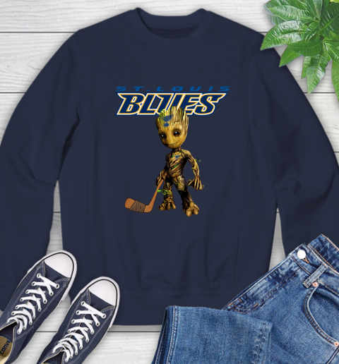 St.Louis Blues NHL Hockey Groot Marvel Guardians Of The Galaxy Sweatshirt 3
