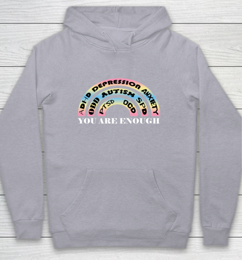 You Are Enough Rainbow Pastel Color Lovers Disability Awareness SPED Gifts Special Educators Advocat Autism Awareness Youth Hoodie 4