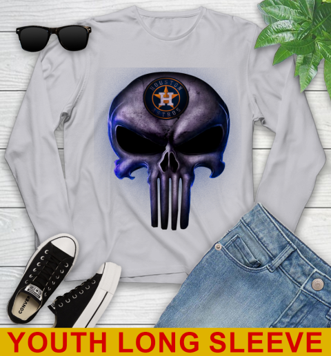 Houston Astros MLB Baseball Punisher Skull Sports Youth Long Sleeve 5