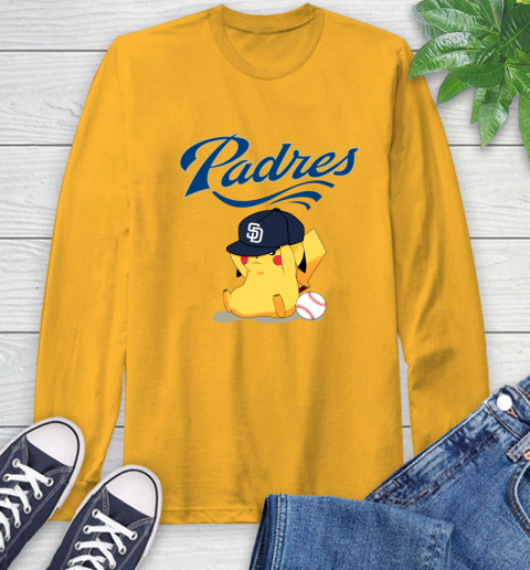 MLB Pikachu Baseball Sports San Diego Padres Long Sleeve T-Shirt 3